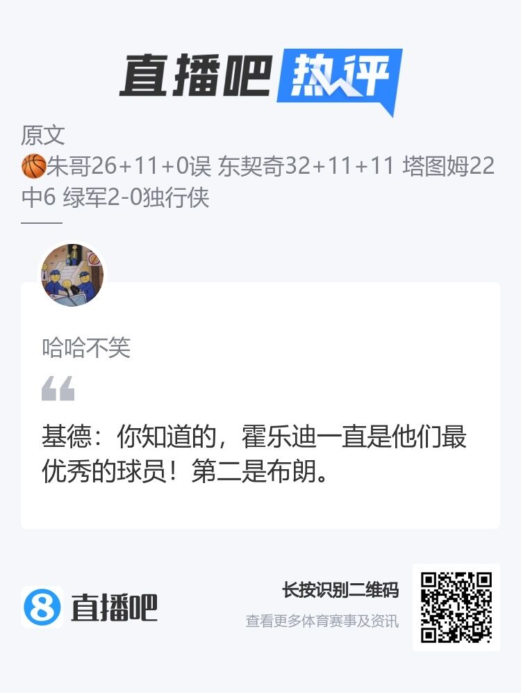 会玩！吧友畅想基德赛后：霍勒迪一直是绿军最好的球员